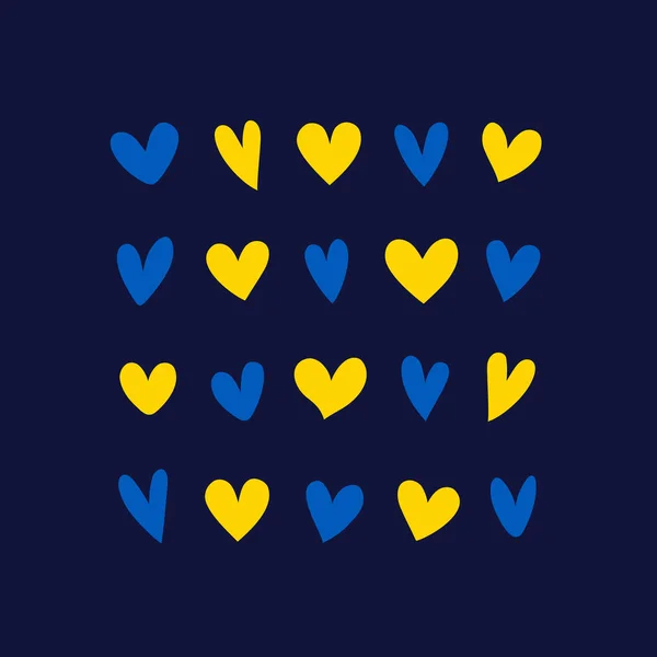 Composizione Giallo Blu Cuori Colori Della Bandiera Ucraina — Vettoriale Stock