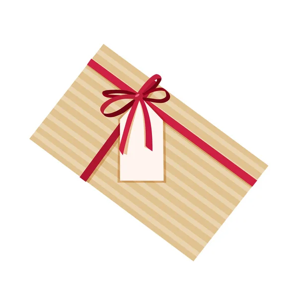 Decorative Gift Box Red Ribbon Bow — Stock Vector