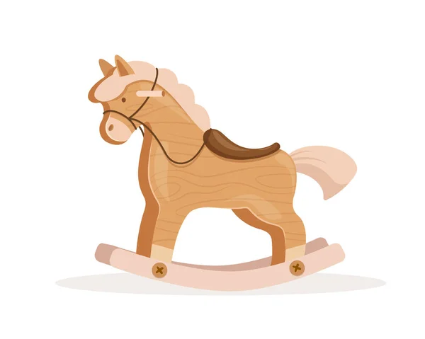 Ξύλινο Κουνιστό Άλογο Για Παιδιά — Διανυσματικό Αρχείο
