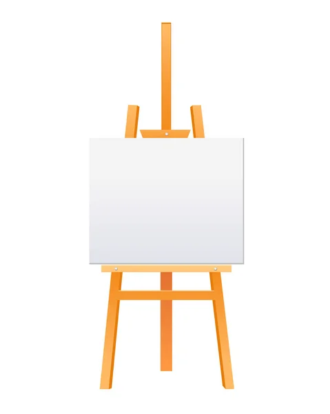 Wooden Artist Easel Empty White Canvas Isolated White Background — Stock Vector