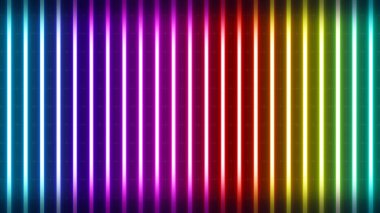 Siyah arkaplanda neon renkli çizgiler. 4K resmi