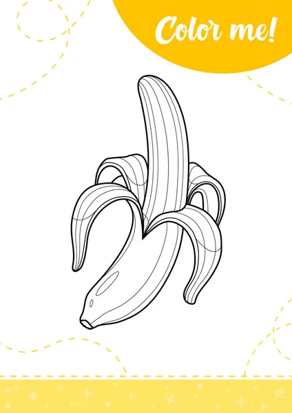 Coloriage Pour Enfants Avec Des Fruits Banane Dessin Animé Une — Image vectorielle