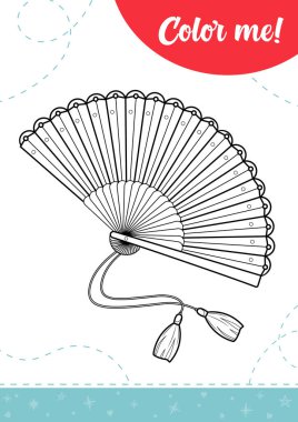 Hintli hayranları olan çocuklar için boyama sayfası. Yazdırılabilir çalışma kağıdı, vektör illüstrasyonu.