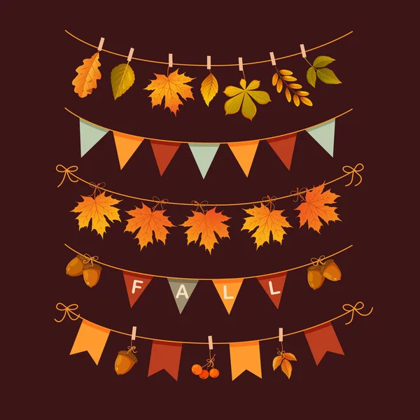 Dekoratif sonbahar çelenkleri koleksiyonu