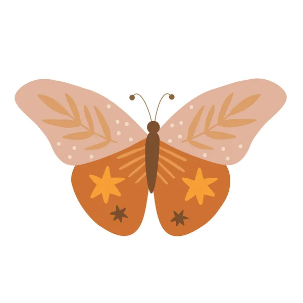 Boho Tarzında Kelebek Çizimi — Stok Vektör