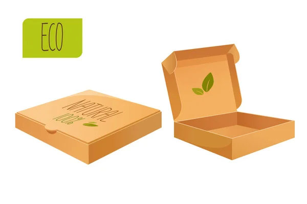 Boîte Carton Vide Fermée Ouverte Pour Emballage — Image vectorielle