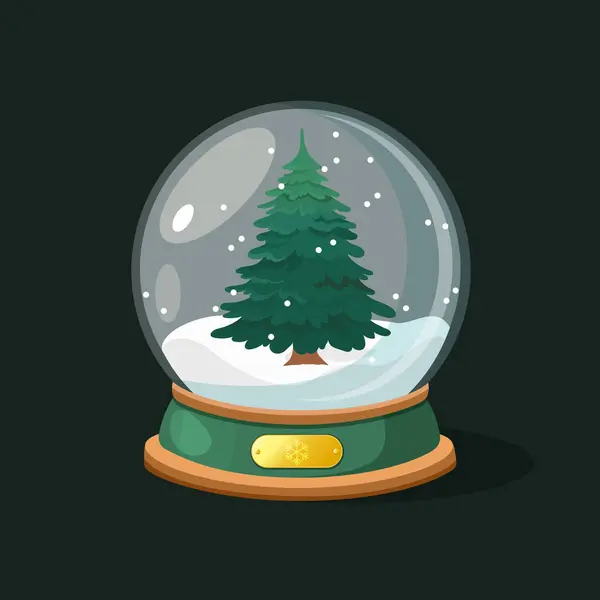 Рождественский Снежный Шар Сосной Снегом Внутри — стоковый вектор