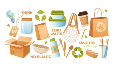 Set of zero waste life element collections clipart