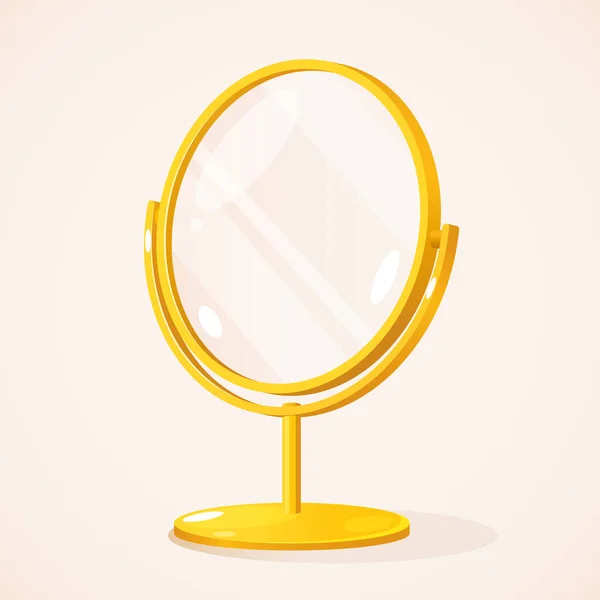 stock vector Mirror for makeup with golden frame isolated on white background
