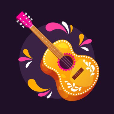 Meksika Cinco de Mayo tatili için gitar tasarımı