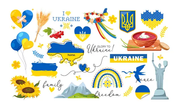 Ukrayna ulusal sembolleri ile vektör simgeleri belirlendi.