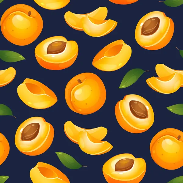 stock vector Vector seamless pattern with a apricot fruit.