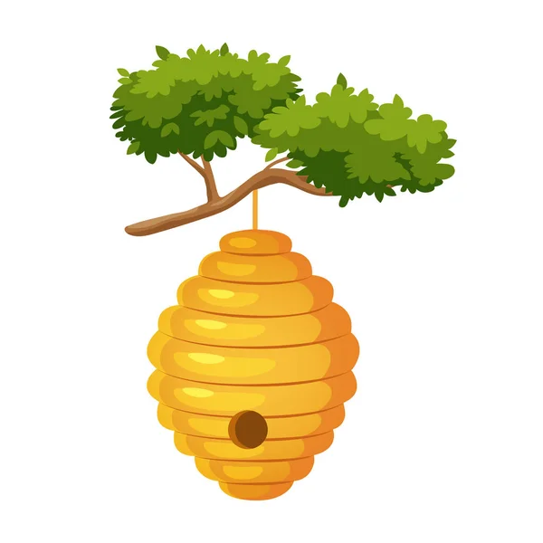 Vector Illustration Beehive Tree — Stock Vector