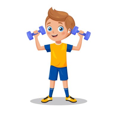 İşitme cihazıyla halterlerle fiziksel egzersiz yapan sevimli çizgi film karakteri..