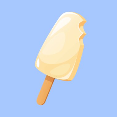 Çubuğun üzerinde lezzetli ısırılmış dondurmayla vektör çizimi.