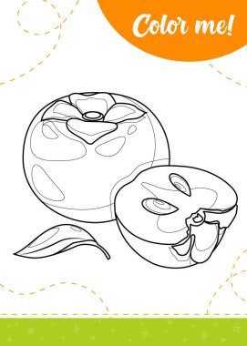 Taze hurma meyvesi olan çocuklar için boyama sayfası. Yazdırılabilir çalışma kağıdı, vektör illüstrasyonu.