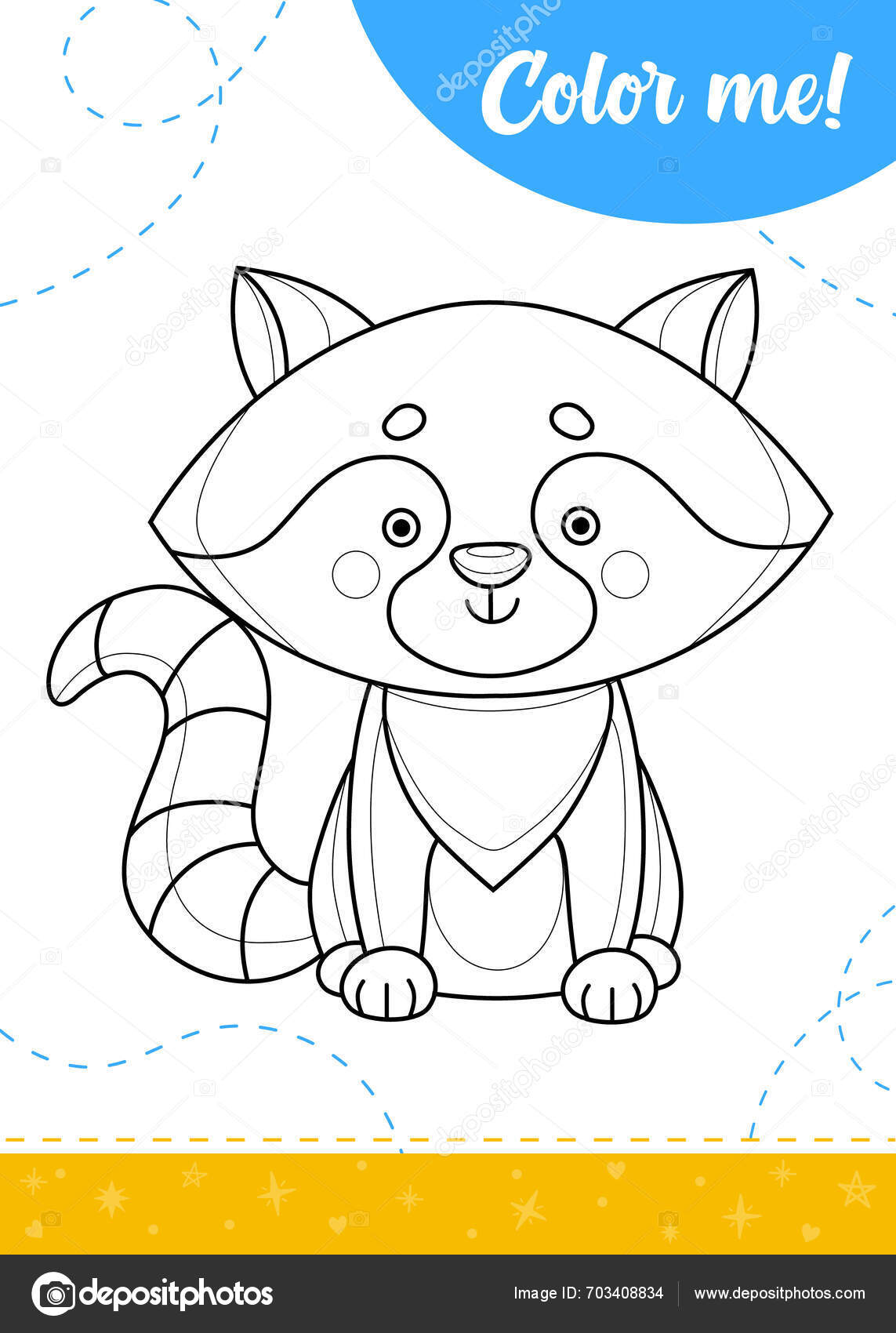 Coloring Page Kids Cartoon Raccoon Character Printable Worksheet Vector