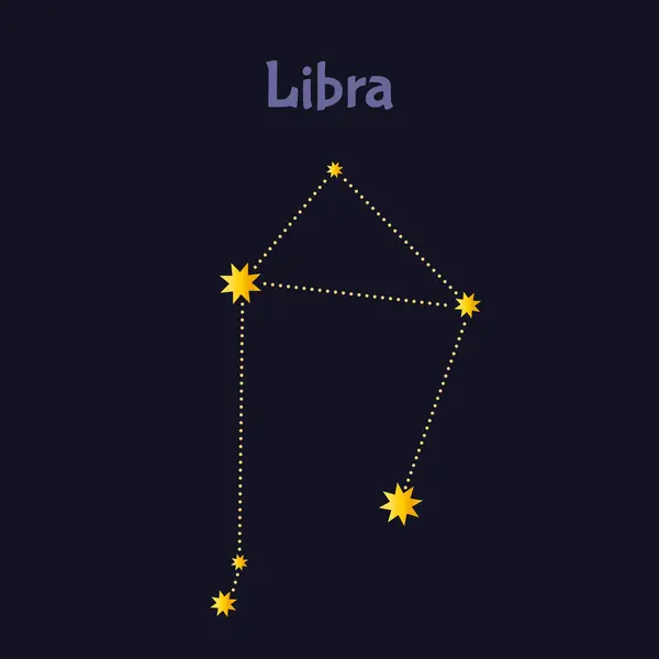 stock vector Libra zodiac constellation illustration on night sky with inscription.
