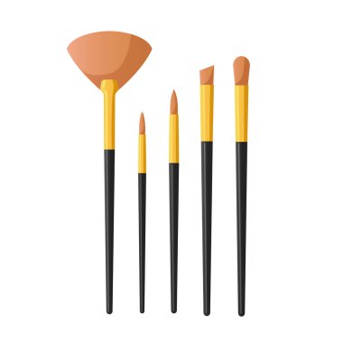 Beyaz arka planda izole edilmiş profesyonel makyaj fırçaları.