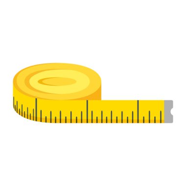 Beyaz arkaplanda izole edilmiş ölçümleri almak için vektör sarı ölçüm bandı.