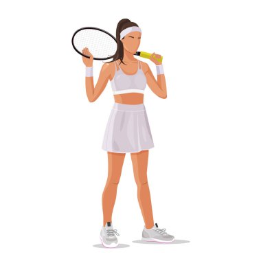 Tenis kortunda raketi olan profesyonel kadın tenisçi..