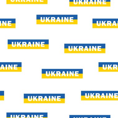 Ukrayna sarı-mavi bayrakları ve metni olan kusursuz vektör deseni.