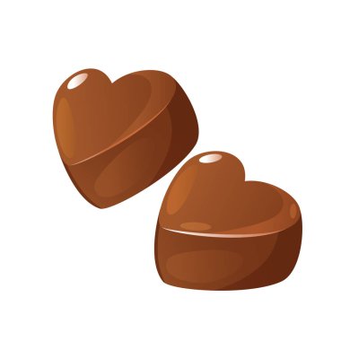 Beyaz arka planda izole edilmiş kalp şeklinde lezzetli çikolata şekerlemeleri.