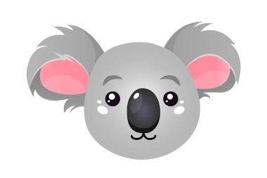 Beyaz arkaplanda izole edilmiş şirin koala karakteri çizimi.