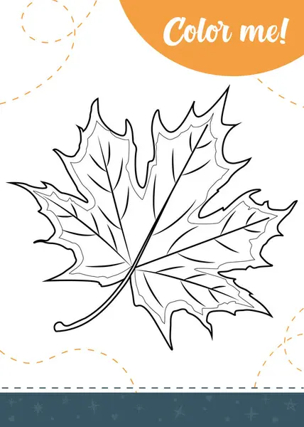 stock vector Coloring page for kids with cartoon maple leaf.A printable worksheet, vector illustration.