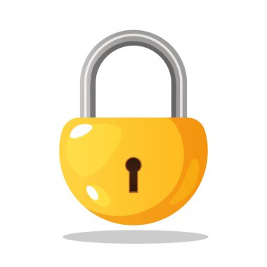 Closed lock icon with shadow isolated on white background. Concept of protection,secure. clipart