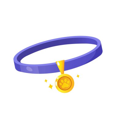 Beyaz arka planda izole edilmiş deri hayvan tasmasının vektör çizimi.