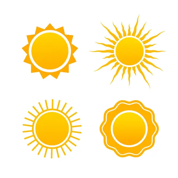 stock vector Collection of cartoon hand drawn sun icons isolated on white background.