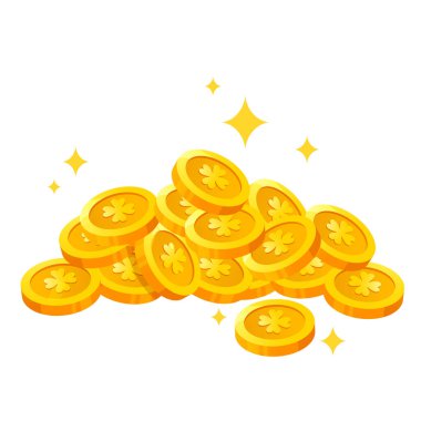 Aziz Patrick Günü tatili için pırıltılı Leprikon altınının vektör çizimi.