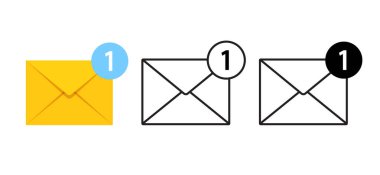 Beyaz arkaplanda izole edilmiş farklı sanat tarzında vektör posta zarfı.