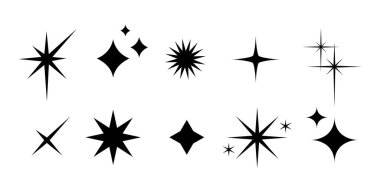 Beyaz arkaplanda izole edilmiş kıvılcımlar koleksiyonu.