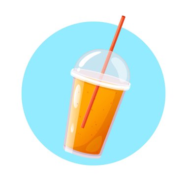 Plastik bardakta samanla buz yaz içkisinin temsili..