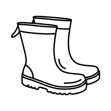 Çizme lastik çizme çizgisi simgesi beyaz arkaplanda izole.