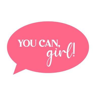 Konuşma baloncukları ve harfleri olan şirin düz bir resim. Beyaz arka planda izole edilmiş bir kız bulabilirsin..