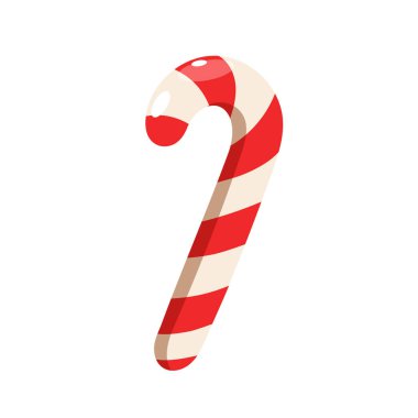 Vector striped christmas candy cane isolated on white background. clipart