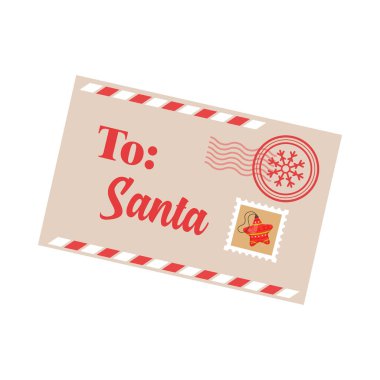 Beyaz arkaplanda Noel Baba 'ya vektör mektubu tasarımı.