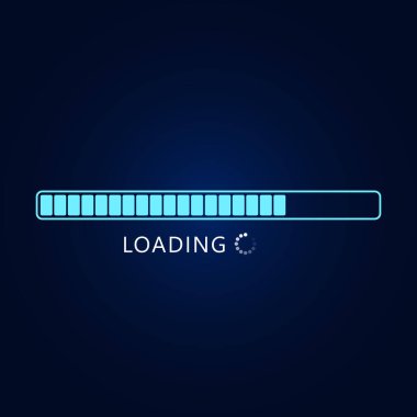 Gradyan koyu mavi arkaplanda izole edilmiş web arayüzü için işlem çubuğu simgesi tasarımı yükleniyor.