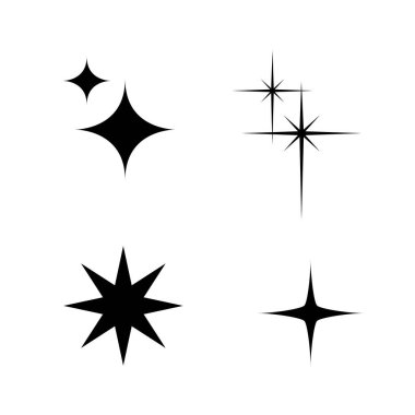 Beyaz arkaplanda izole edilmiş siyah renkli kıvılcımlar koleksiyonu.