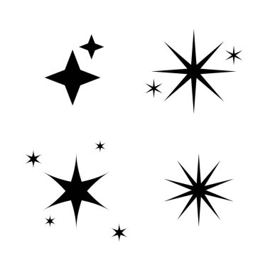 Beyaz arkaplanda izole edilmiş siyah renkli kıvılcımlar koleksiyonu.