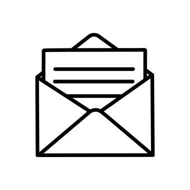 Beyaz arkaplanda izole edilmiş, içinde harf olan açık zarfın vektör illüstrasyonu.