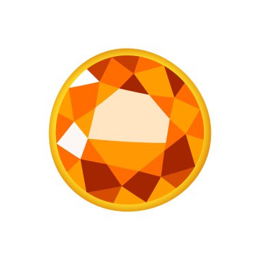 Beyaz arka planda turuncu renkte parlak değerli bir taşıyıcı..