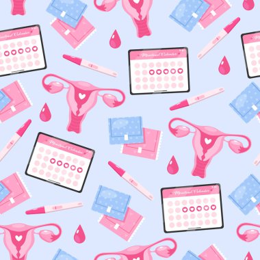 Adet dönemi sembolü olan kızlar için vektörsüz desen.