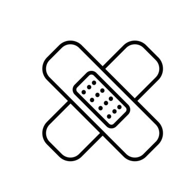 Tıbbi bant çizgisi simgesi beyaz arkaplanda izole edildi.