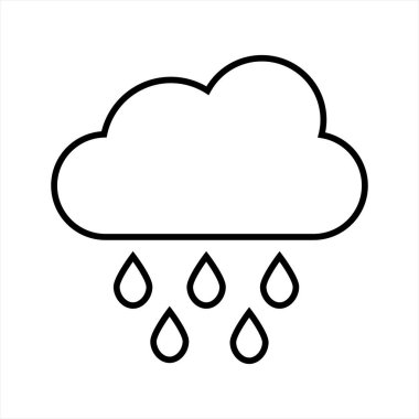 Beyaz zemin üzerinde izole edilmiş yoğun yağmurun hava durumu ikonu. Mobil uygulamalar, web siteleri, hava tahminleri vs. için simge.