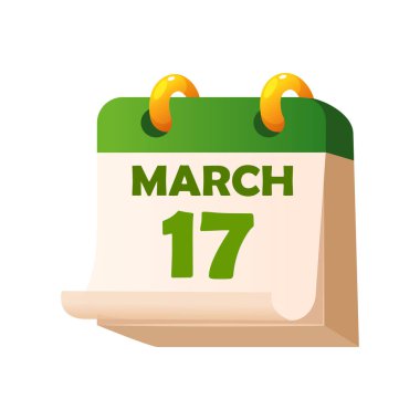 Aziz Patrick Günü için vektör karikatür takvimi beyaz arkaplanda izole.