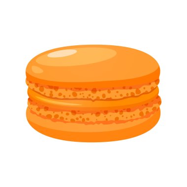 Beyaz arka planda izole edilmiş mango aromalı Fransız makaronu tatlısı..